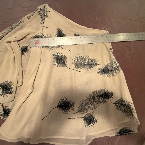 Vintage Y2K Topshop Cream/Black Flutter One Shoulder Feather Blouse Size 4/Small - Picture 6 of 10